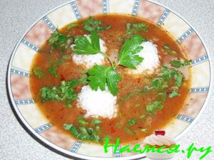Суп томатный с рисом и тмином