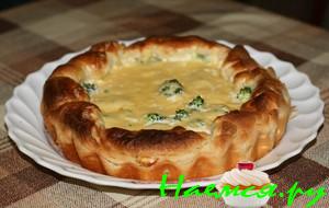 Пирог с брокколи со сливками