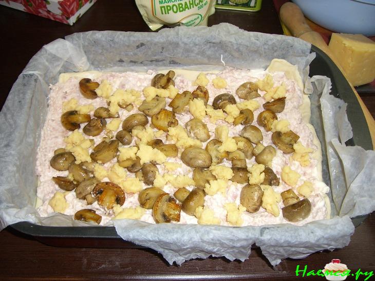 Пирог грибной с ветчиной и сыром Пирог грибной с ветчиной и сыром