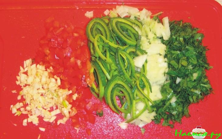 Свинина в кляре с овощами