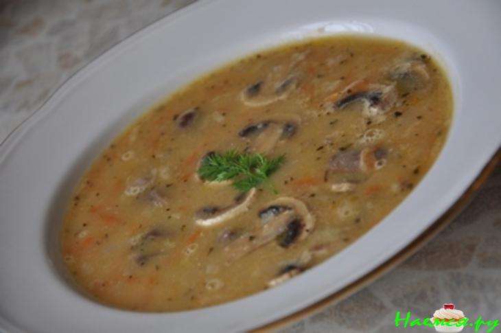 Суп-пюре с осердиями и шампиньонами