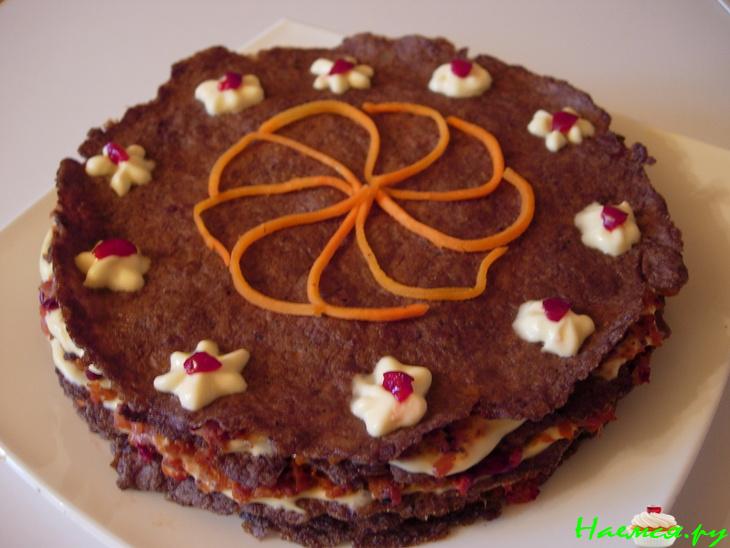 Печеночный торт для любимого (с вишней и фисташками)
