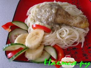 Куриные ножки с имбирем и бананом
