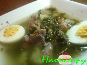 Суп со щавелем на телячьем бульоне