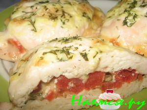 Куриная отбивная фаршированная помидором