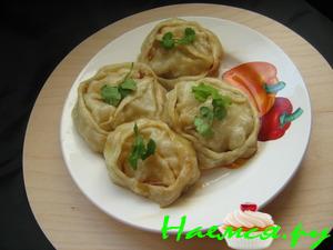 Манты из постного теста, с картошечкой