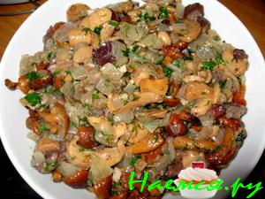 Грибы с луком