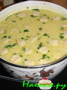 Грибной суп с сыром и фрикадельками