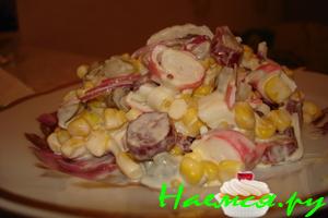 Радужный салатик с кукурузой Радужный салатик с кукурузой