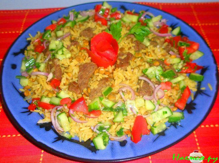 Рис с чечевицей и телятиной