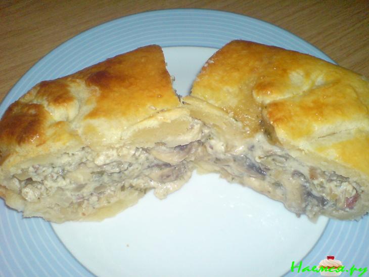 Пирог с грибами  и беконом (вариант)