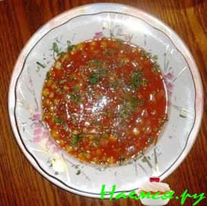 Томатный суп с ветчиной