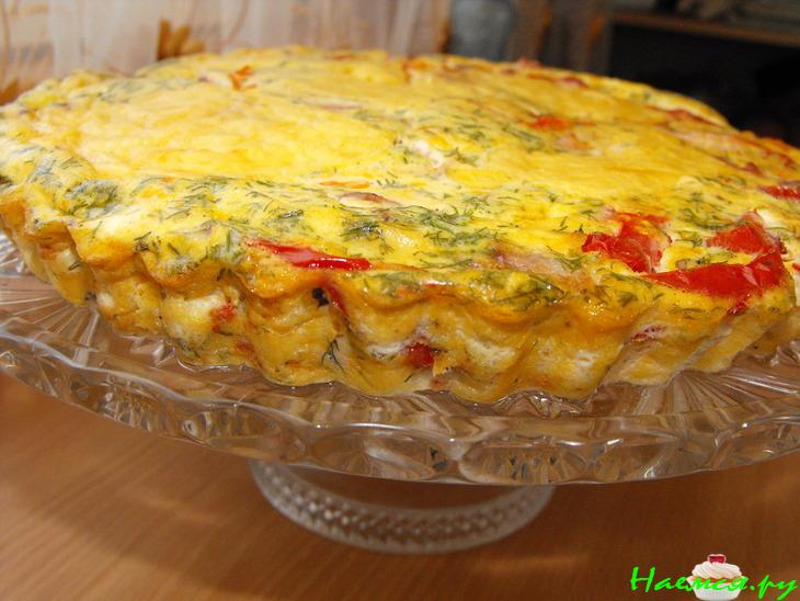 Сырная запеканка с помидорами и ветчиной Сырная запеканка с помидорами и ветчиной