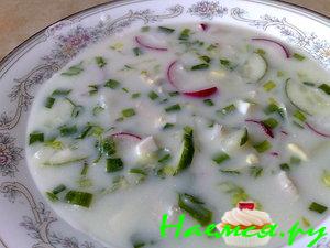 Окрошка на курином бульоне