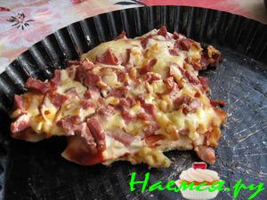 Запеканка-пицца из вареников