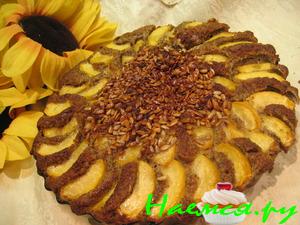 Пирог 'Подсолнух' с персиками Пирог 'Подсолнух' с персиками