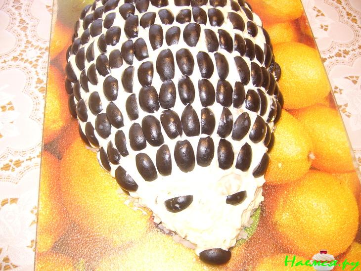 Салат картофельный с шампиньонами "Ёжик"