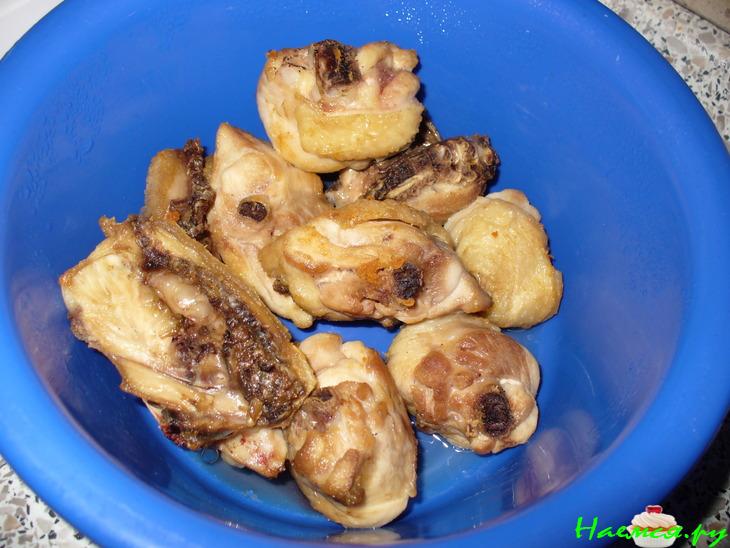 Тушенные макароны с курицей