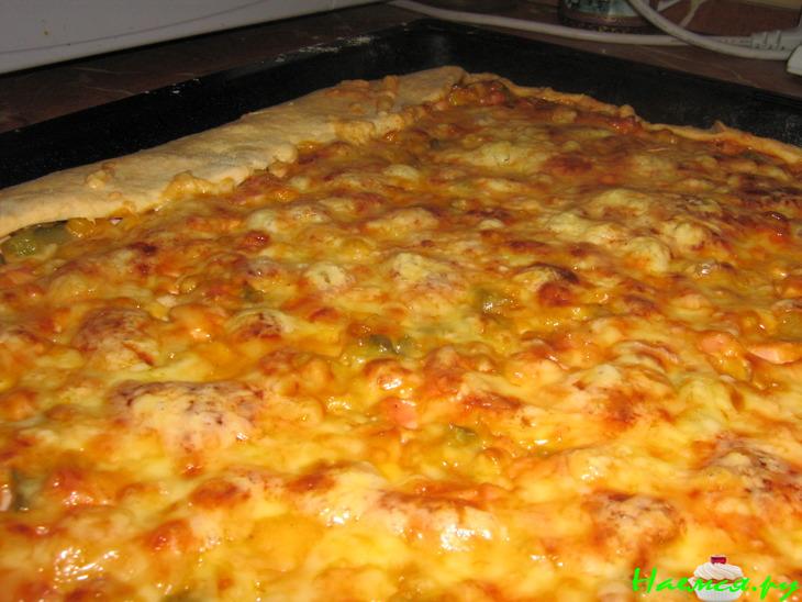 Пицца домашняя (тонкий слой теста)