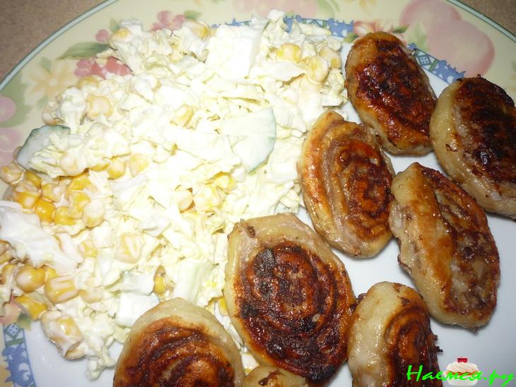 Улиточки творожные с фаршем