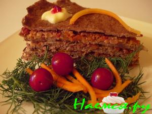 Печеночный торт для любимого (с вишней и фисташками)