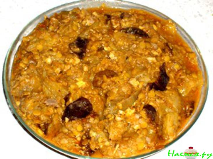 Баклажаны с чечевицей