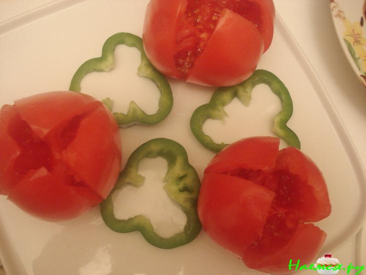 Фаршированные яйца-помидоры