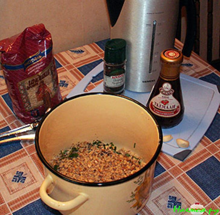 Харчо с орехами (быстрое, постное)