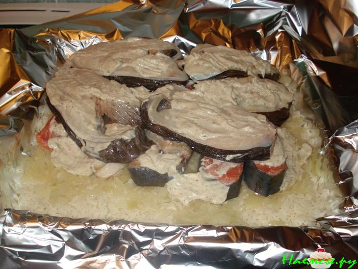 Зубатка с рисом запеченные в духовке