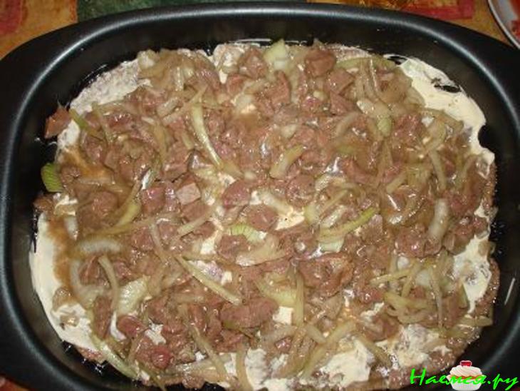 Мяско под яблочной шубой