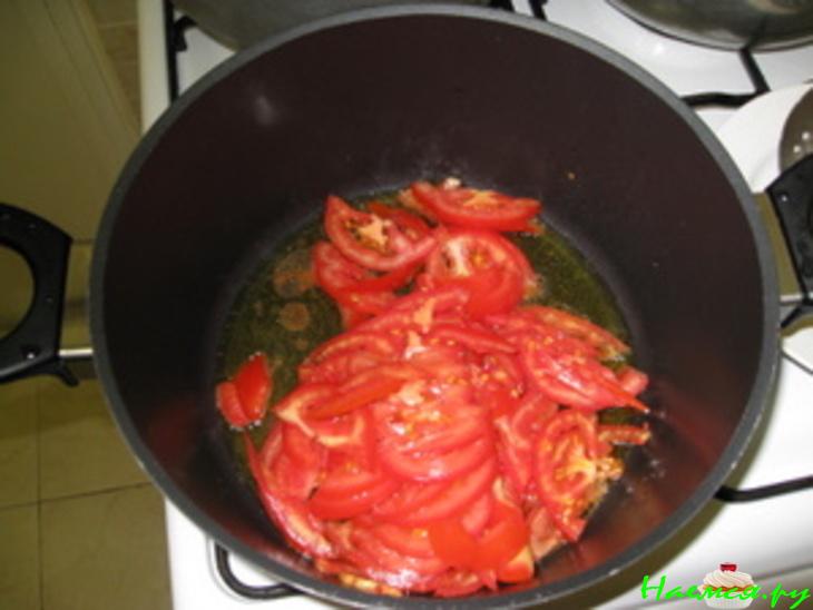 Бамия с овощами в томате