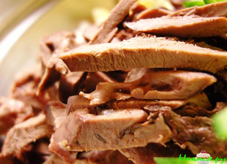 Салат из сердца с огурцом