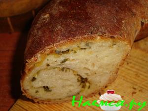 Манно-пшеничный сырный хлеб с начинкой