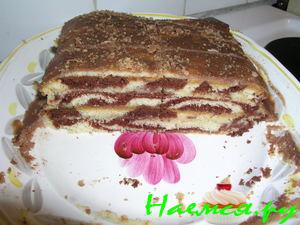 Торт "Зебра" с кремом в глазури