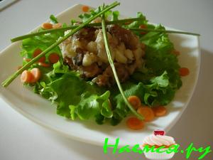 Овощи тушенные с маринованным куриным мясом