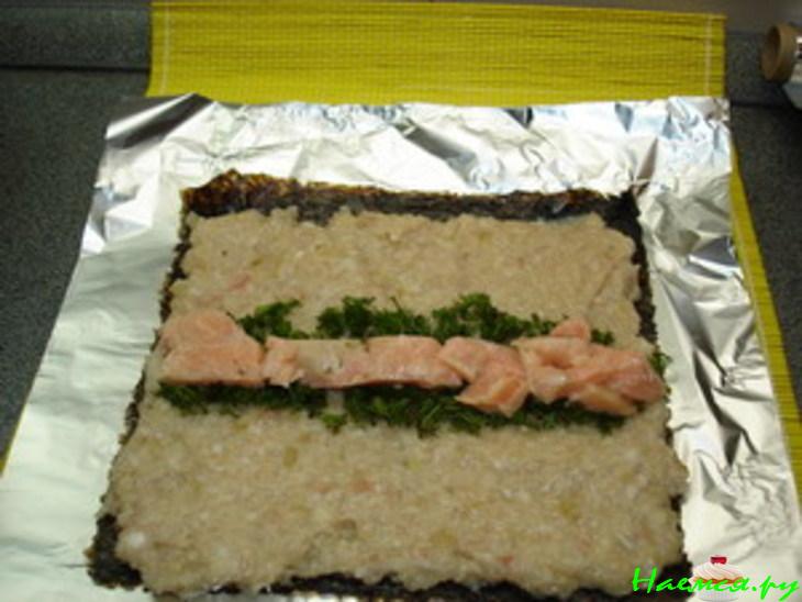 Рулет из Морского языка (Камбалы) с лососем