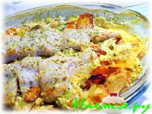 Гратен с пореем и рыбой