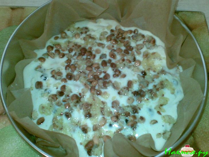 Пирог с абрикосами и ёштой под арахисовой корочкой