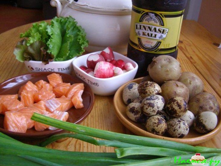 Окрошка из лосося