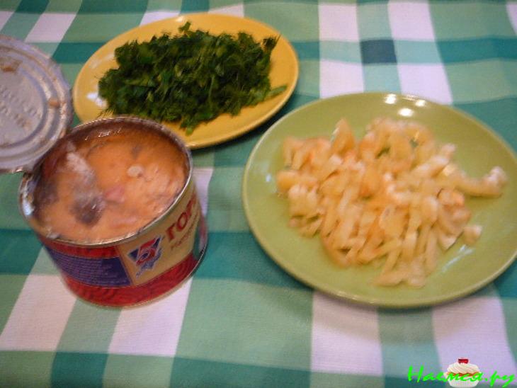 Рассольник с консервой "Горбуша натуральная" Рассольник с консервой "Горбуша натуральная"