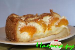 Творожно-абрикосовый пирог с миндалём