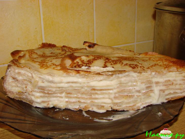Простой Блинчатый торт с творогом