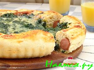 Пирог дрожжевой со шпинатом