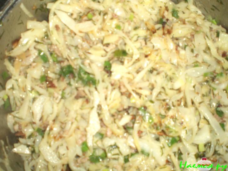 Пирог с шампиньонами, фаршем и капустой Пирог с шампиньонами, фаршем и капустой