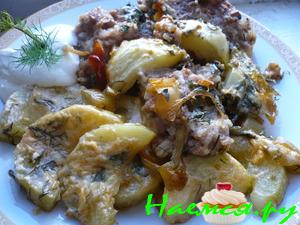 Кабачки с тефтельками под соусом Лечо