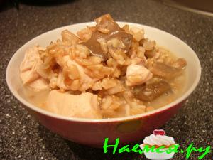 Каша овсяная с курицей и грибами