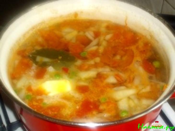 Суп с из горбуши овощами 