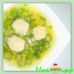 Суп куриный овощной с кнелями