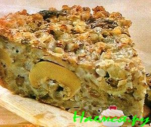 Запеканка из гречки с грибами