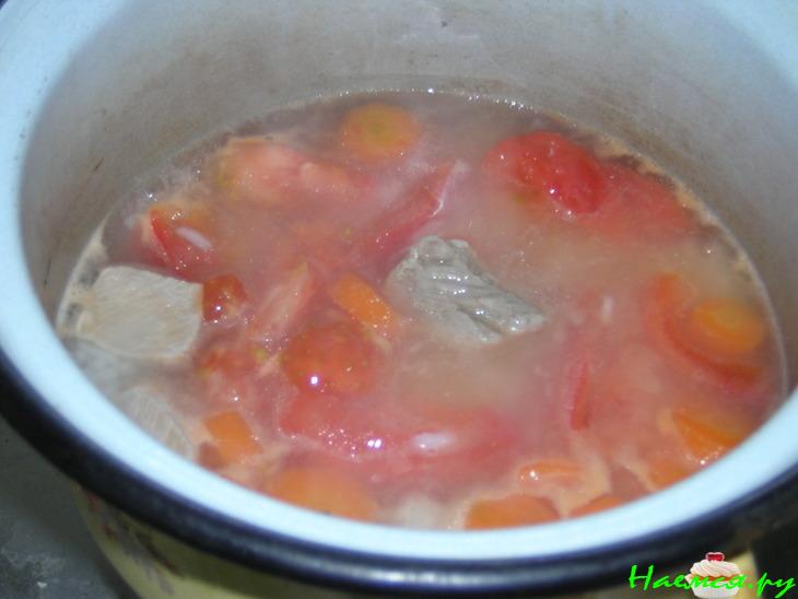 Детский суп-пюре с морковью и помидорами